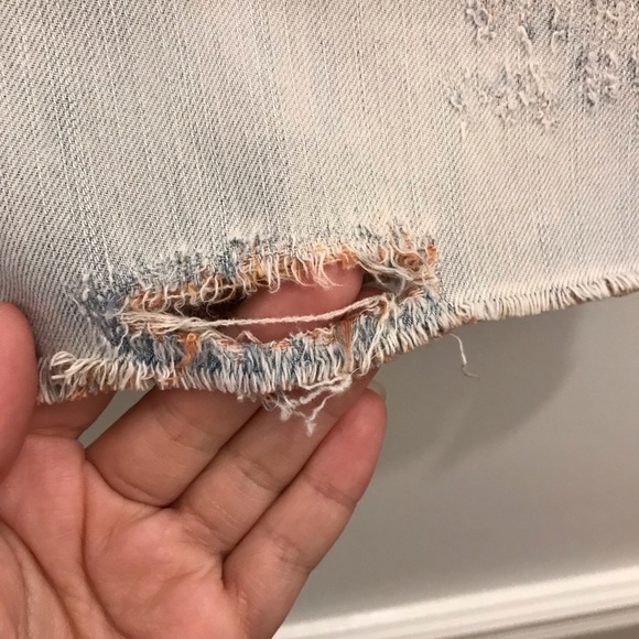 Free People Destroyed Denim Shorts 29 white wash - Picture 3 of 10